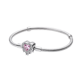 Melting Heart Pink Crystal Snake Chain Bracelet