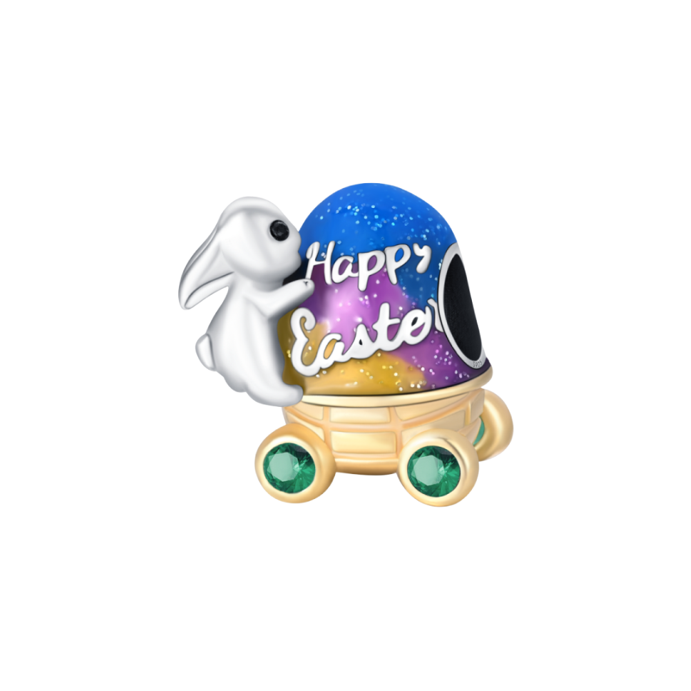Happy Easter Bunny Egg Cart Charm