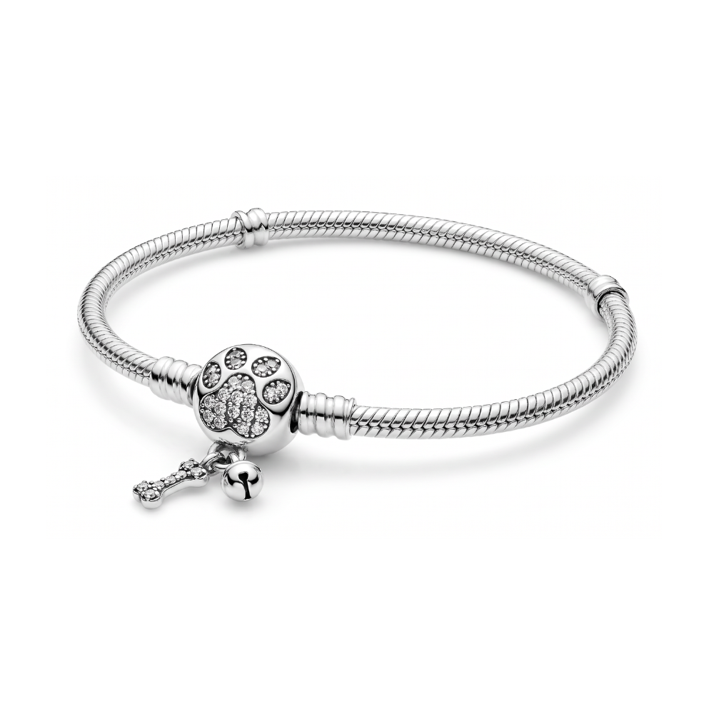 Sparkling Paw Print Snake Chain Bracelet