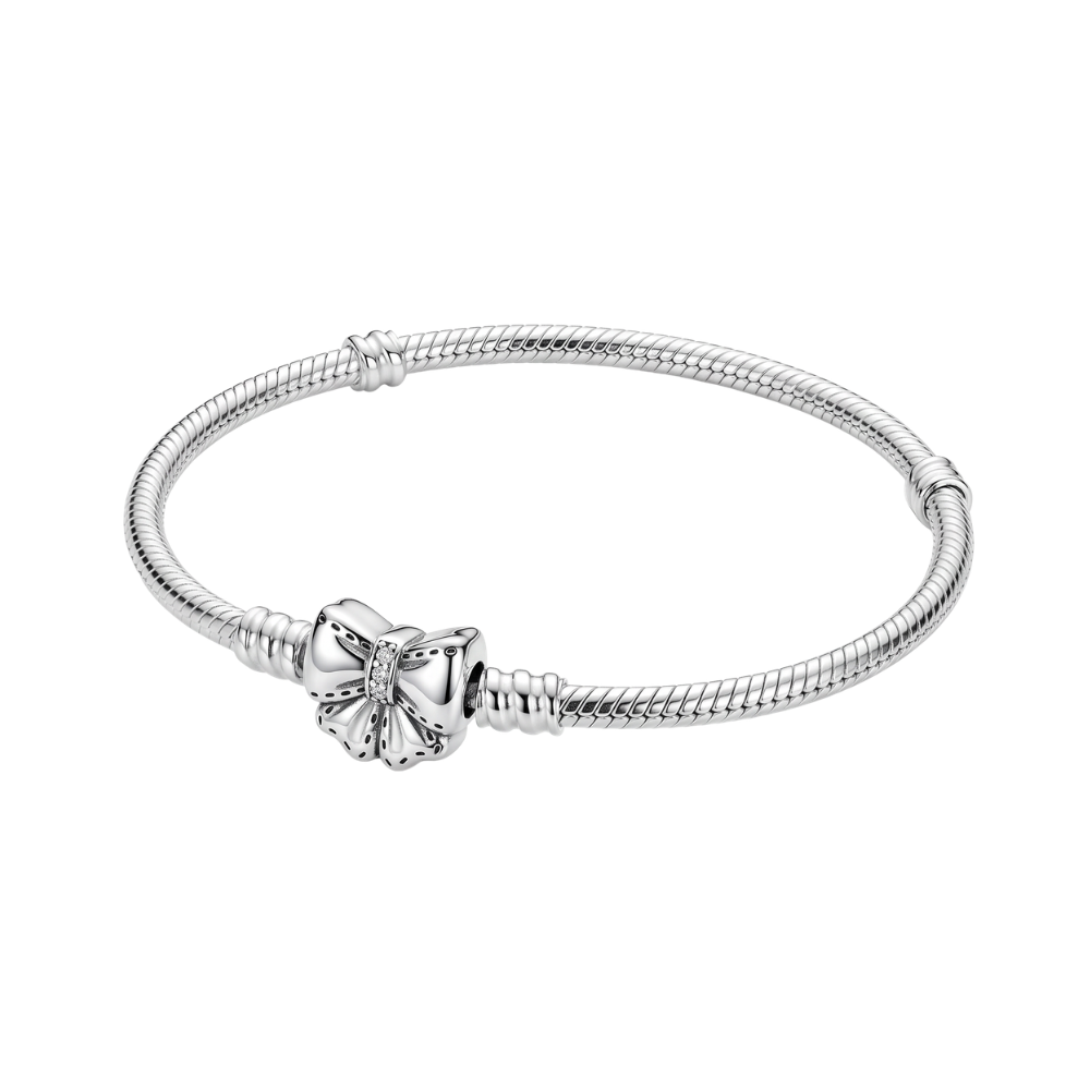 Sparkling Bow Snake Chain Bracelet