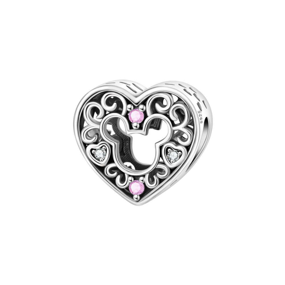 Disney Mickey Mouse Filigree Heart Charm