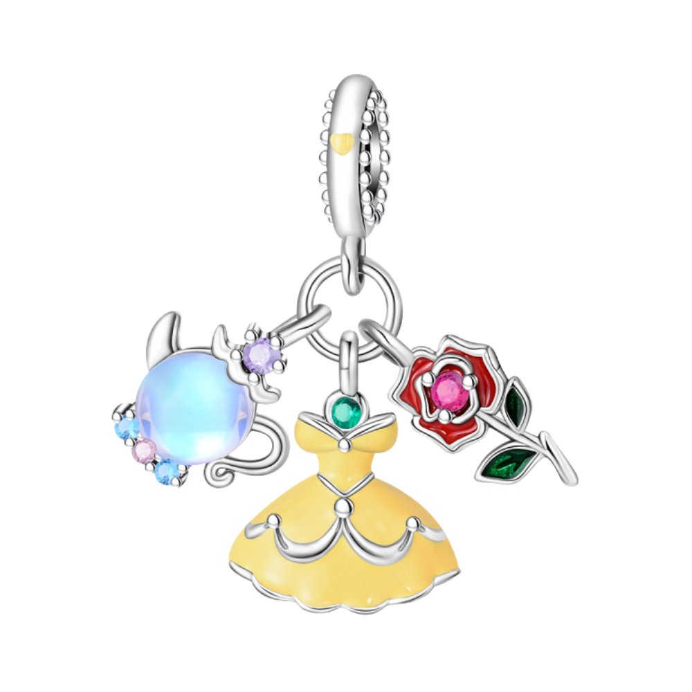 Disney Beauty And The Beast Belle Enchanted Triple Dangle Charm