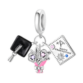 Graduation Success Cap, Flowers & Certificate Triple Dangle Charm