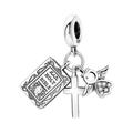 Bible Cross And Angel Triple Dangle Charm