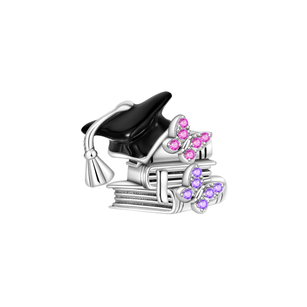 Graduation New Beginnings Books & Butterflies Charm