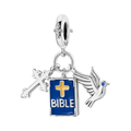 Bible Cross And Dove Triple Dangle Charm