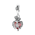 Gothic Roses Ribcage Heart Dangle Charm
