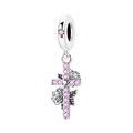 Pink Rose Cross Dangle Charm