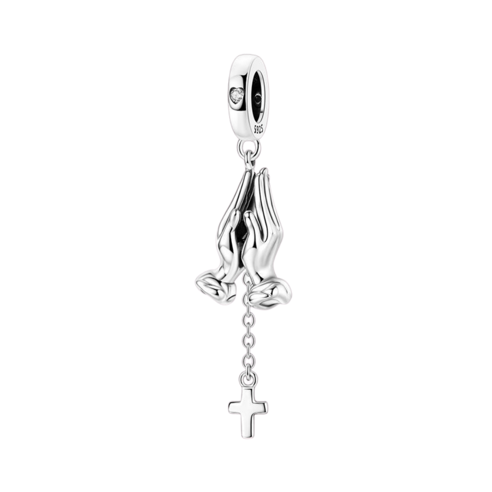 Praying Hands And Cross Dangle Charm