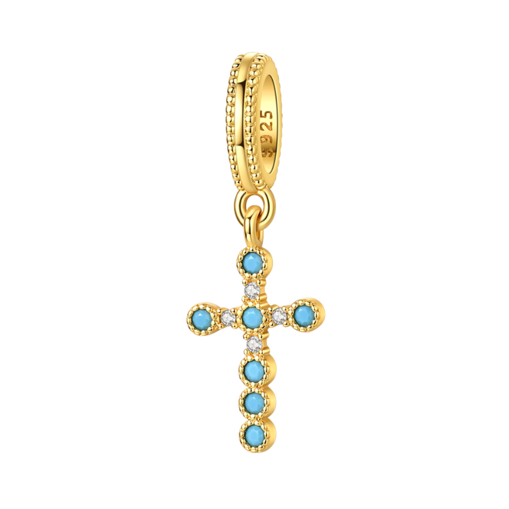 Blue Crystal Cross Dangle Charm