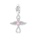 Pink Heart Angel Cross Dangle Charm