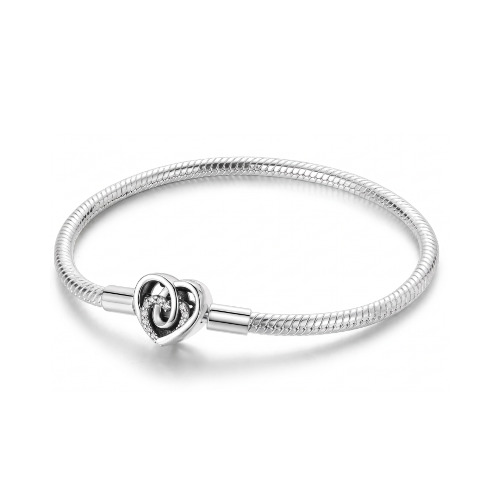 Intertwined Hearts Snake Chain Bracelet