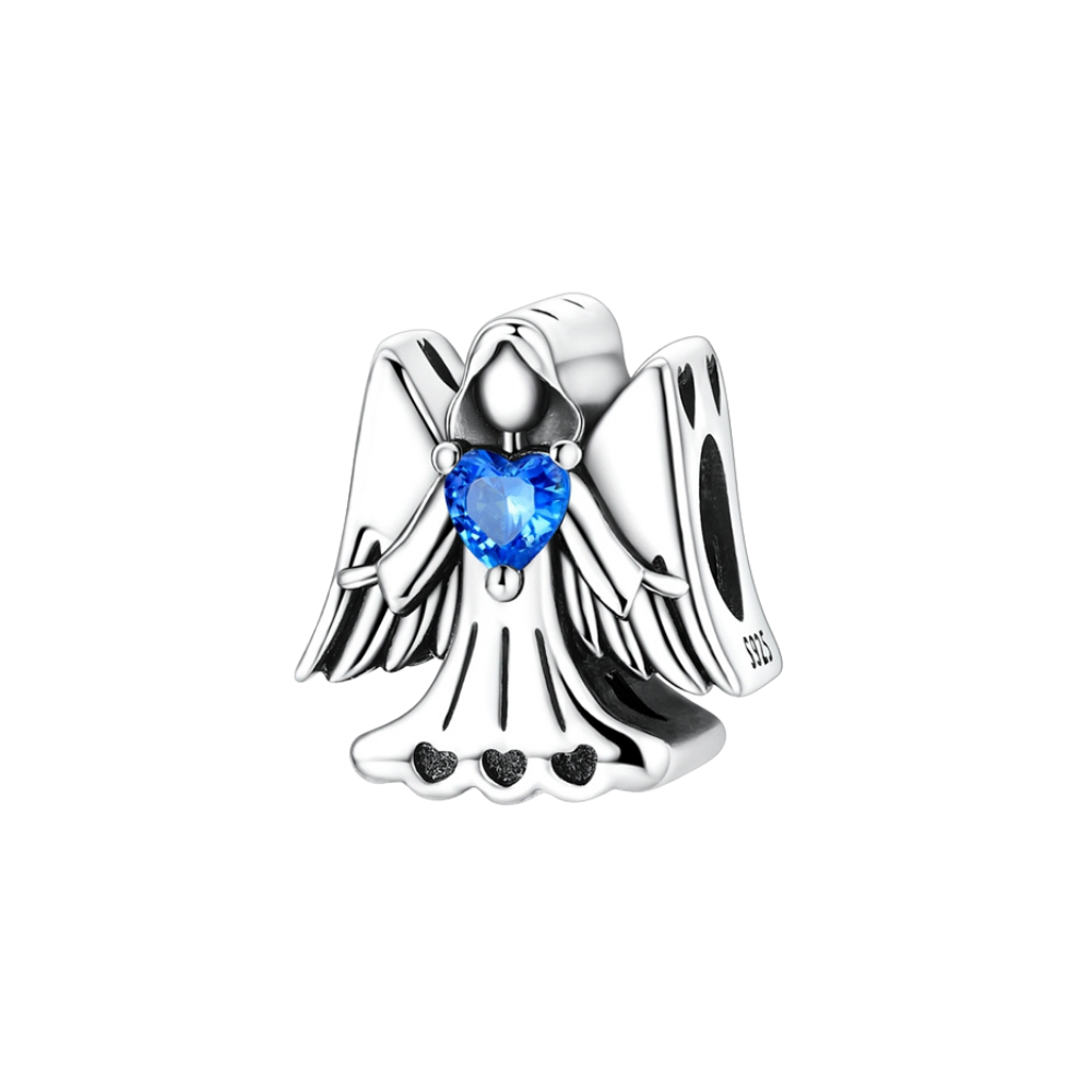 Guardian Angel Blue Heart Charm