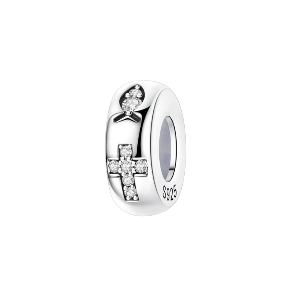 Silver Faith Cross Spacer Charm