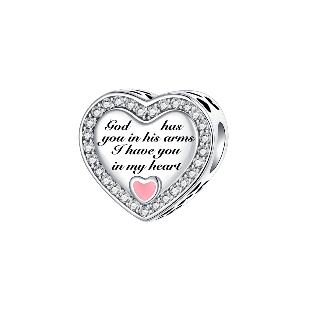 God Has You In His Arms Heart Charm