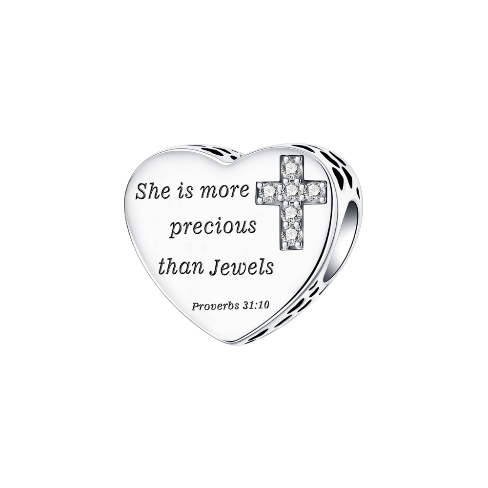 Proverbs 31:10 Precious Woman Heart Charm