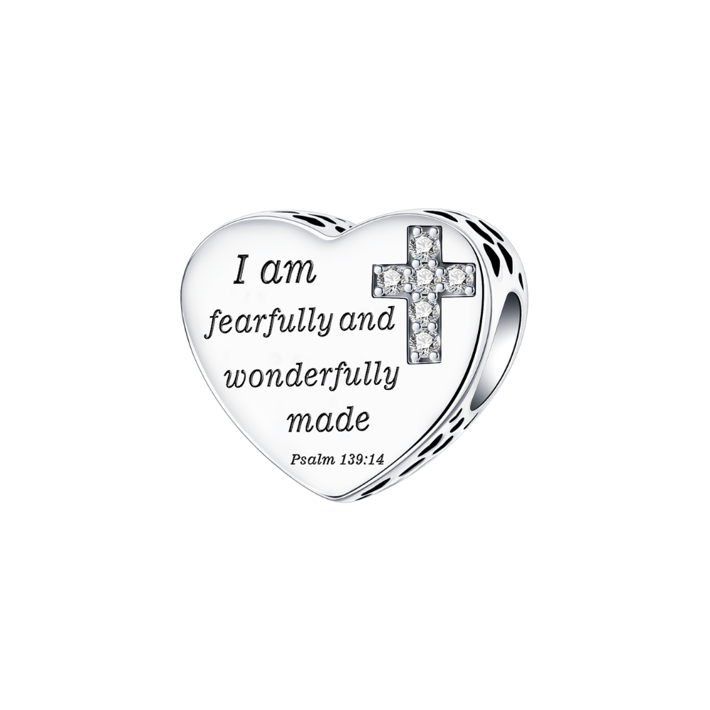 Psalm 139:14 Wonderfully Made Heart Charm