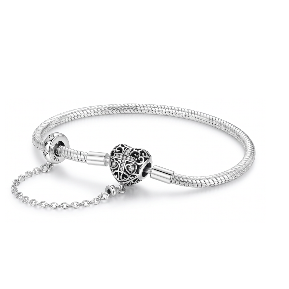 Faith And Hearts Safety Chain Snake Chain Bracelet