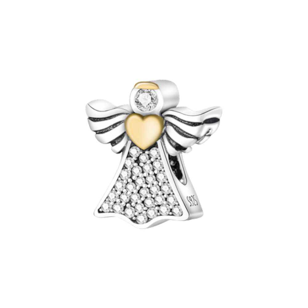 Guardian Angel Golden Heart Charm