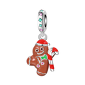 Christmas Gingerbread Man Candy Cane Dangle Charm