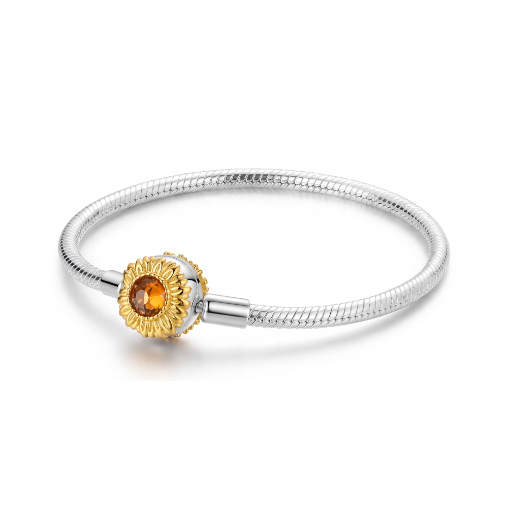 Golden Sunflower Snake Chain Bracelet
